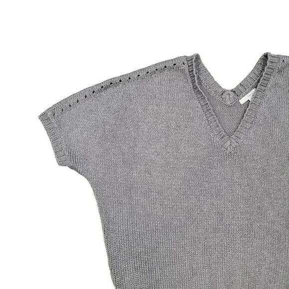 Gap Women's Gray Silver Acrylic Nylon V-Neck Sleeveless Knit Sweater - Picture 4 of 11